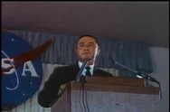 Astronaut Gus Grissom Is Seen Speaking At A Press Conference Before A Rocket Stock Footage
