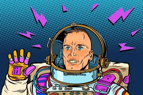 Astronaut Hello gesture 库存插图
