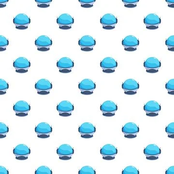Astronaut helmet cartoon seamless pattern on white background Stock Illustration
