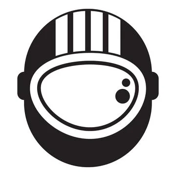 Astronaut helmet exploring space minimalist black and white icon Stock Illustration