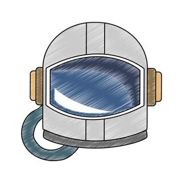 Astronaut helmet isolated scribble Illustrazione stock