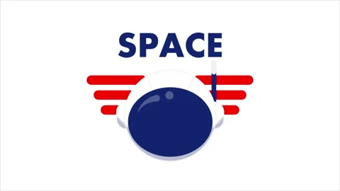 Astronaut helmet logo with wings Stock Footage 155459032