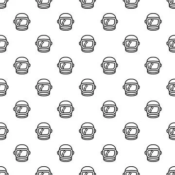 Astronaut helmet outline seamless pattern covering background Stock Illustration