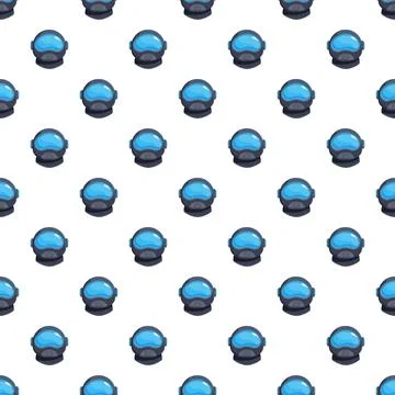 Astronaut helmets cartoon seamless pattern on white background Stock Illustration