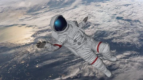 The astronaut hits planet Earth. Elements Of This Video Furnished By Nasa. 3D 動画素材 118459507