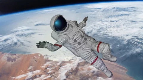 The astronaut hits planet Earth. Elements Of This Video Furnished By Nasa. 3D 動画素材 118608979