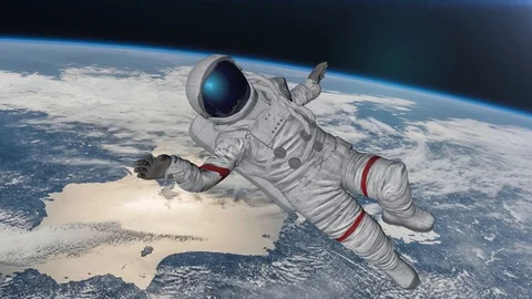 The astronaut hits planet Earth. Elements Of This Video Furnished By Nasa. 3D re 動画素材 119110276