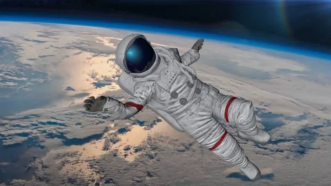 The astronaut hits planet Earth. Elements Of This Video Furnished By Nasa. 3D re 動画素材 119885100