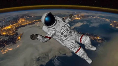 The astronaut hits planet Earth. Elements Of This Video Furnished By Nasa. 3D re 動画素材 119981974