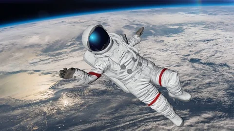 The astronaut hits planet Earth. Elements Of This Video Furnished By Nasa. 3D re 動画素材 120476122