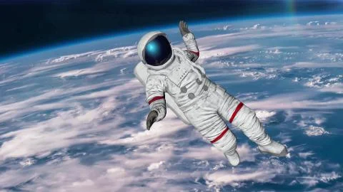 The astronaut hits planet Earth. Elements Of This Video Furnished By Nasa. 3D Stock Illustration