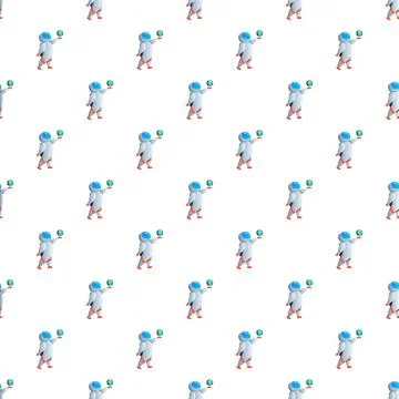 Astronaut holding earth seamless pattern connecting space and discovery Stock Illustration