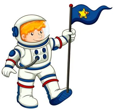 An astronaut holding a flag 스톡 일러스트