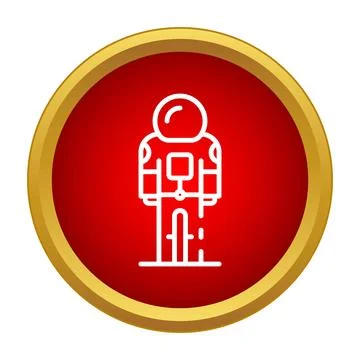Astronaut icon standing in a red and gold circle Stock Illustration