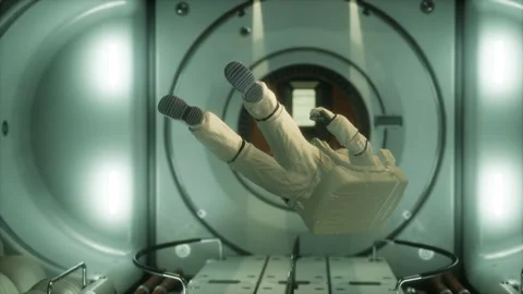 Astronaut inside the orbital space station Video stock 124526273