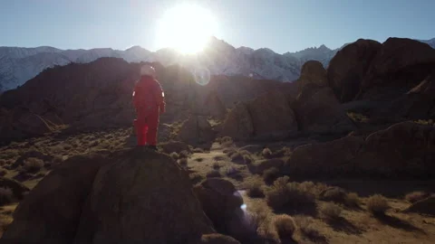 Astronaut in Irregular Landscape Video stock 270397255