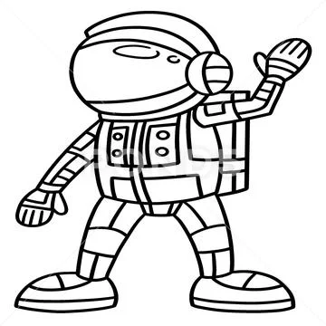 Astronaut Isolated Coloring Page for Kids: Royalty Free #205413574