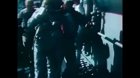 Astronaut John Glenn splashes down in the Friendship 7 spacecraft, the USS Noa Stock Footage 88552650