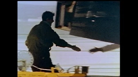 Astronaut John Young shaking hands on return from Space Shuttle STS-1 flight Stock Footage 270937086