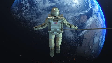 Astronaut jump earth from space Stock Footage 254934480