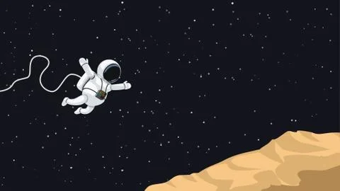 Astronaut jumping on asteroid Stock Illustration