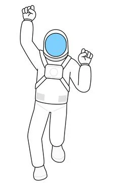 Astronaut jumping with light-hearted delight Stock Illustration