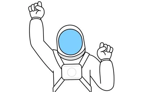 Astronaut jumping with light-hearted delight Stock Illustration