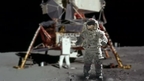 Astronaut Jumping On The Moon With Lunar... | Stock Video | Pond5