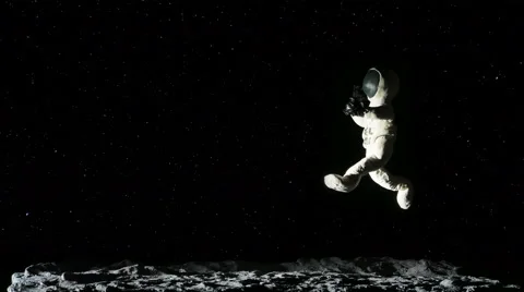 astronaut jumping on moon