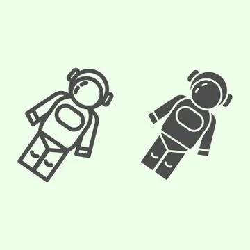 Astronaut line and solid icon. Cosmonaut in suit in space outline style Ilustración de archivo
