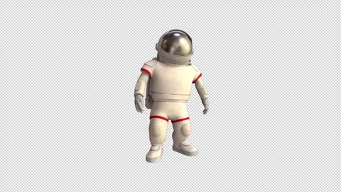 Astronaut looking around - 3d render looped with alpha channel. Stock Footage 259375516