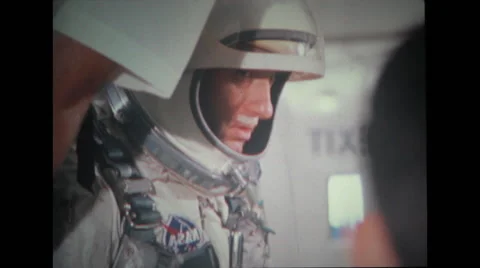 Astronaut looking from helmet Stock Footage