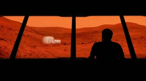 Astronaut Looks Out At Mars Base Stock Footage 63575776