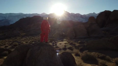 Astronaut Looks Into the Unknown Stock Footage 270397882