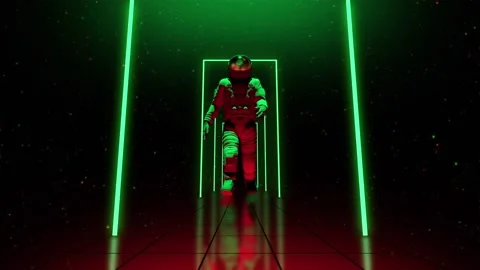 Astronaut Loop walking in cyber space Stock Footage 234265450