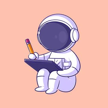 Astronaut making a drawing on a tablet Stock Illustration
