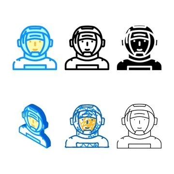 Astronaut mask face color pack icon vector Stock Illustration