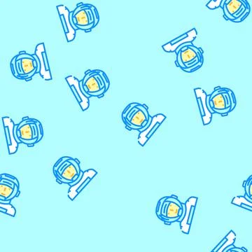 Astronaut mask face vector seamless pattern Stock Illustration