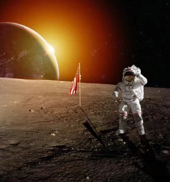 Astronaut on Moon Stock Photos