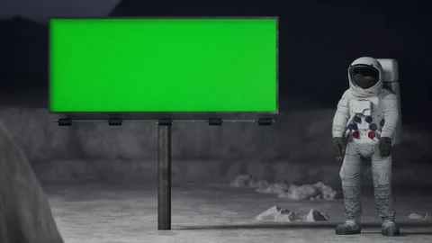 Astronaut on the moon points at a billboard Vidéo 282038026