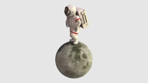 Astronaut moonwalk on the moon - 3d render looped with alpha channel. Stock Footage 167488586