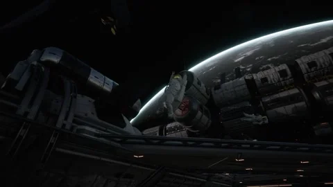 Astronaut moving and floating in space Stock Footage 260668844