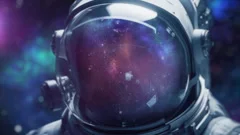 Dead zombie astronaut in space. Cadaver., Stock Video