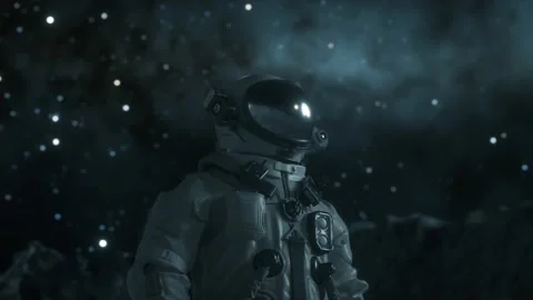 The astronaut on a new unknown snow Stock Video Pond5