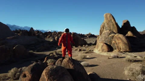 Astronaut Observing Irregular Landscape Video stock 270397235