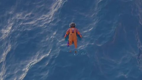Astronaut in the Ocean Stock Footage 170461154