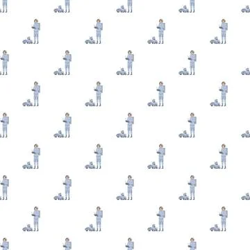 Astronaut operating robotic rover seamless pattern background Illustrazione stock