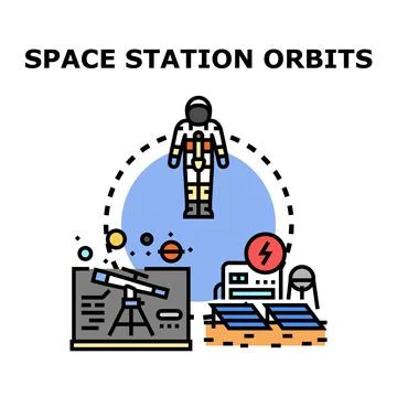 Astronaut orbiting planet researching space exploration technology Stock Illustration