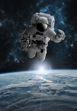 Astronaut in outer open space over the planet Earth.Stars provide the backgro Stock Illustration