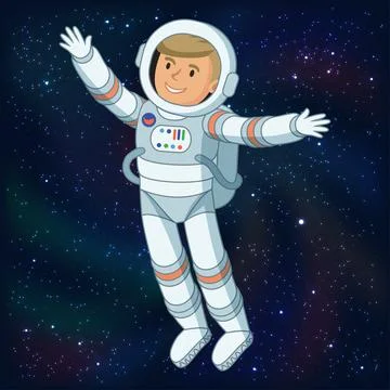 Astronaut in outer space, astronaut floating in space, cosmic scene 스톡 일러스트